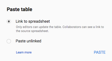 Paste Google Sheets Cells Into Doc