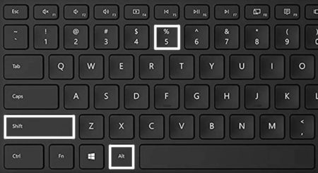 Google Docs strikethrough shortcut on a Windows keyboard: Alt plus Shift plus 5