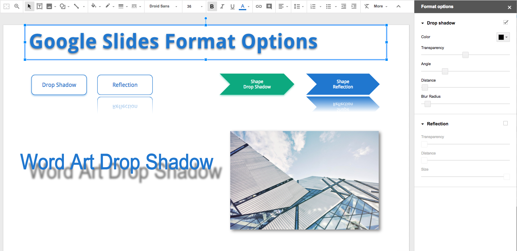 Google Slides Format Options