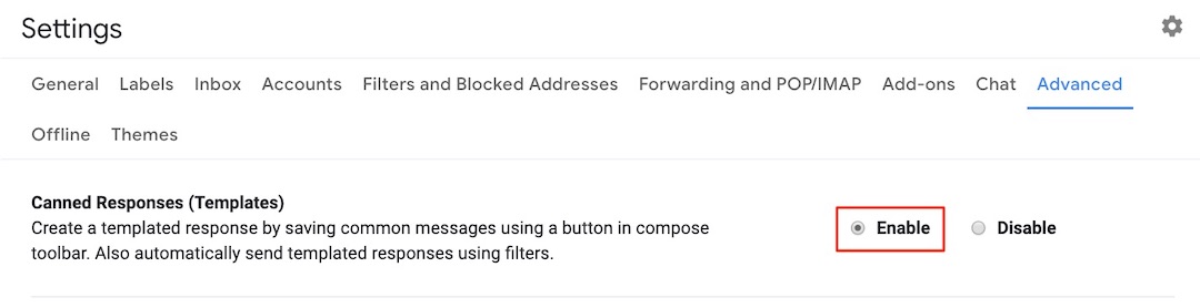 Gmail Enable Canned Responses