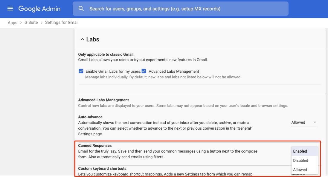 Google Workspace Admin - Canned Responses