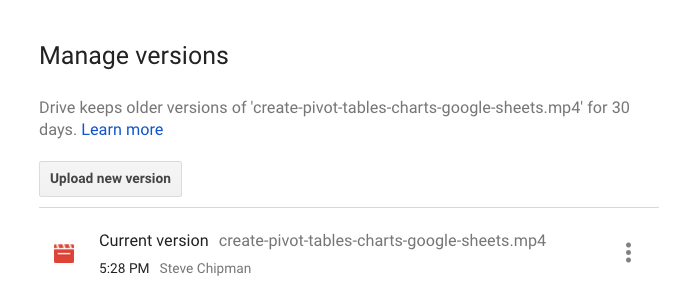 Manage Google Drive Video Versions