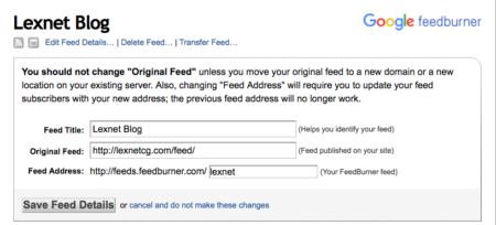 Feedburner Feed Details