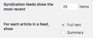 WordPress Reading Settings