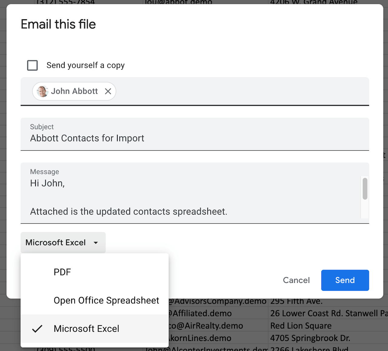 Email Google Sheet as Excel Attachment