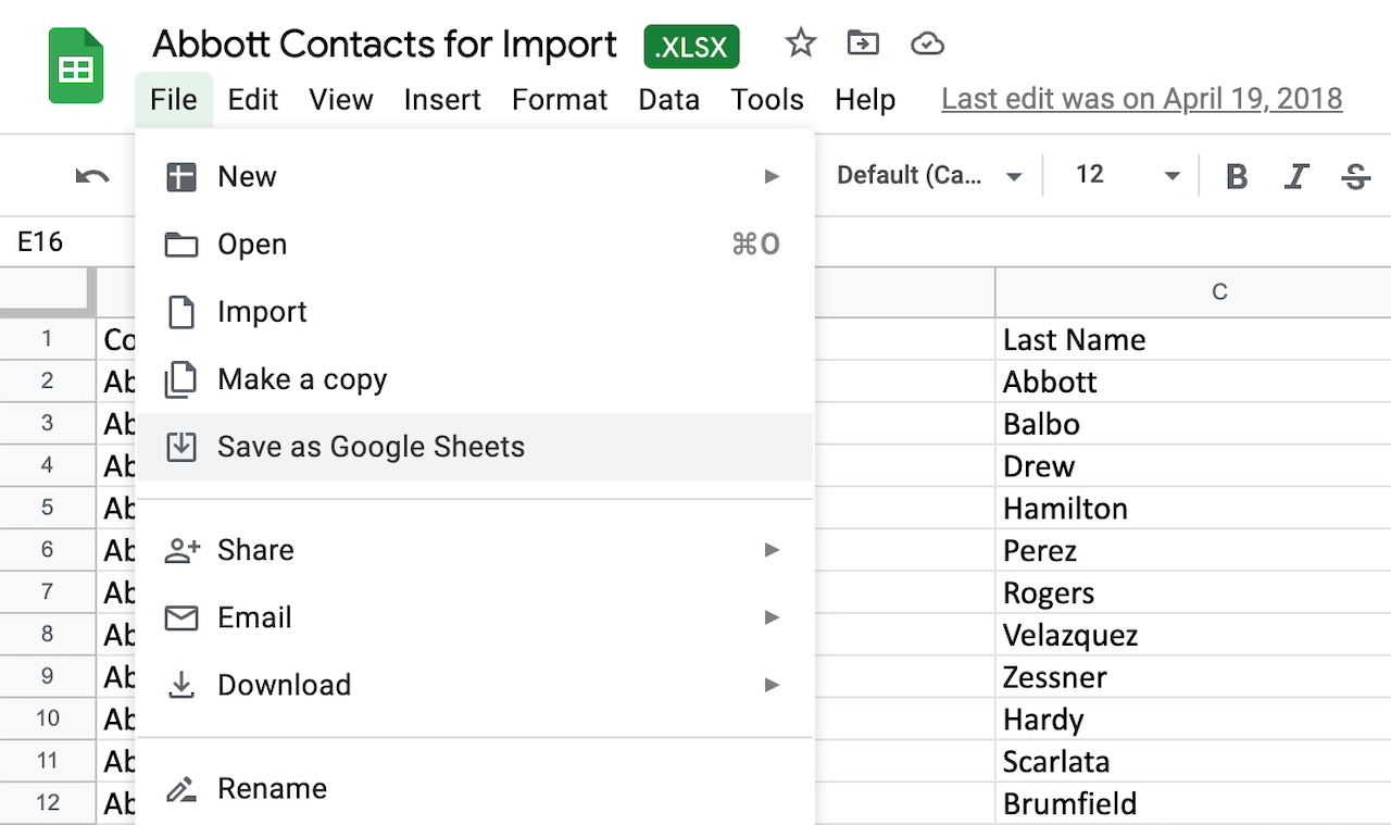 Save Excel as Google Sheet