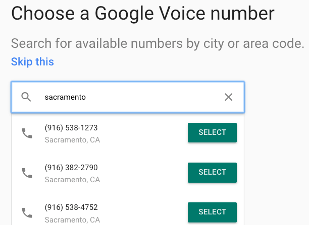 Choose Google Voice Number