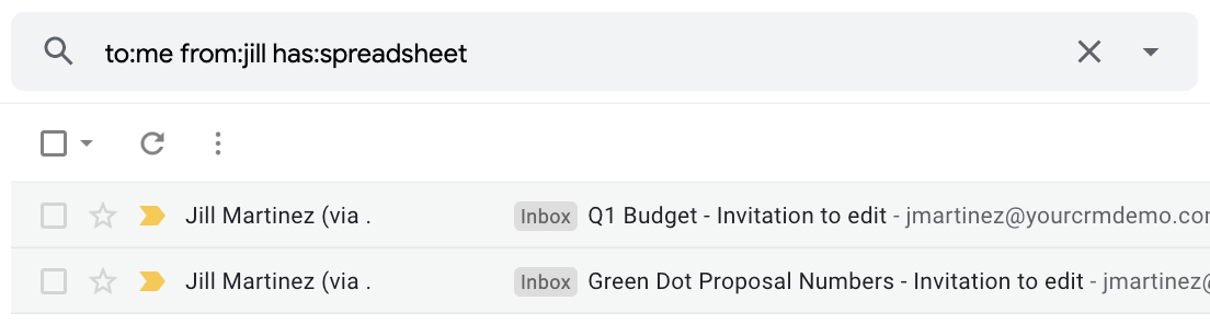 Gmail Search - has:spreadsheet