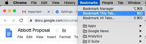 Bookmark Google Doc in Chrome