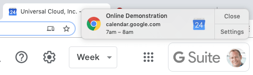 Google Calendar Push Notification in Chrome