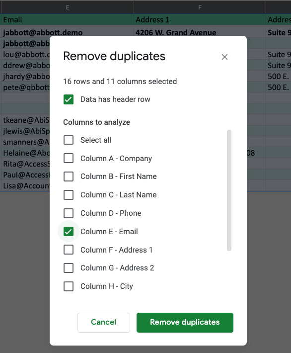 Google Sheets Remove Duplicates Lightbox