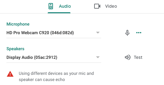 Google Meet Audio Options