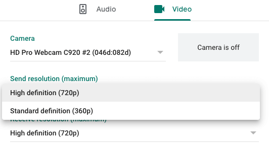 Google Meet Video Options