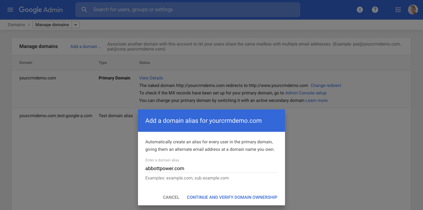 Add Domain Alias in Google Workspace