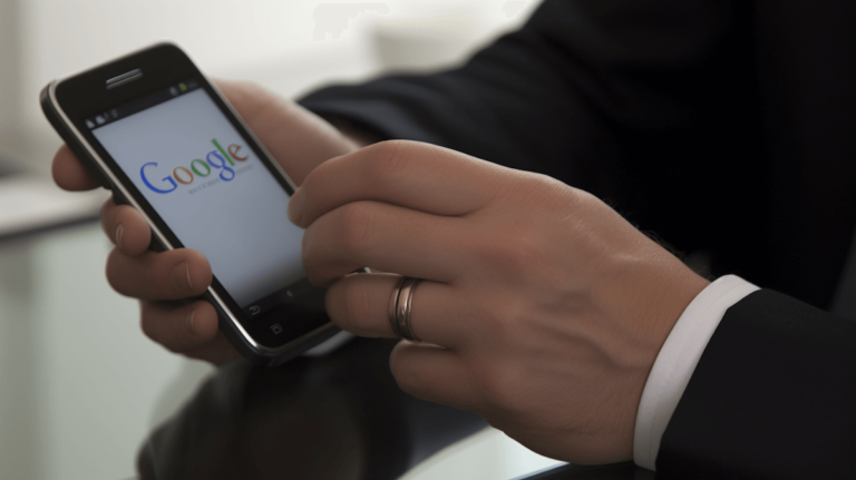 A businessperson using Google Voice on Android