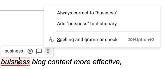 Google Docs Auto Correct Spelling