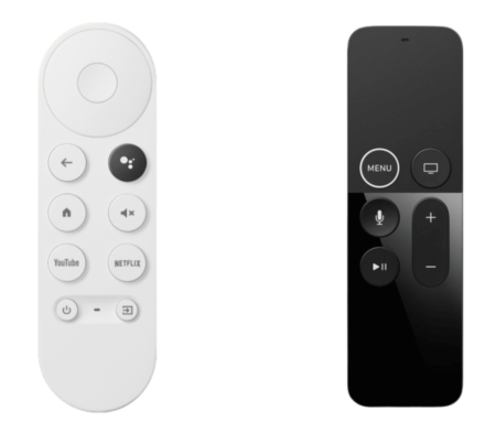 Google TV and Apple TV Remotes