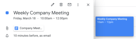 Google Calendar Event Doc Chip