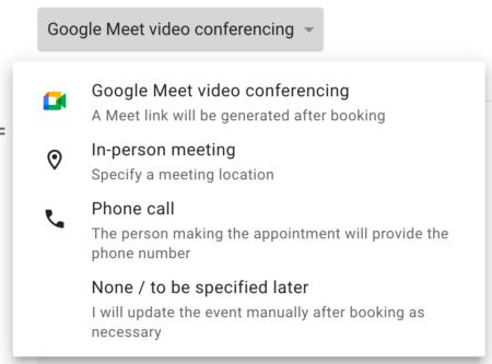 Google Appointment Schedule Options