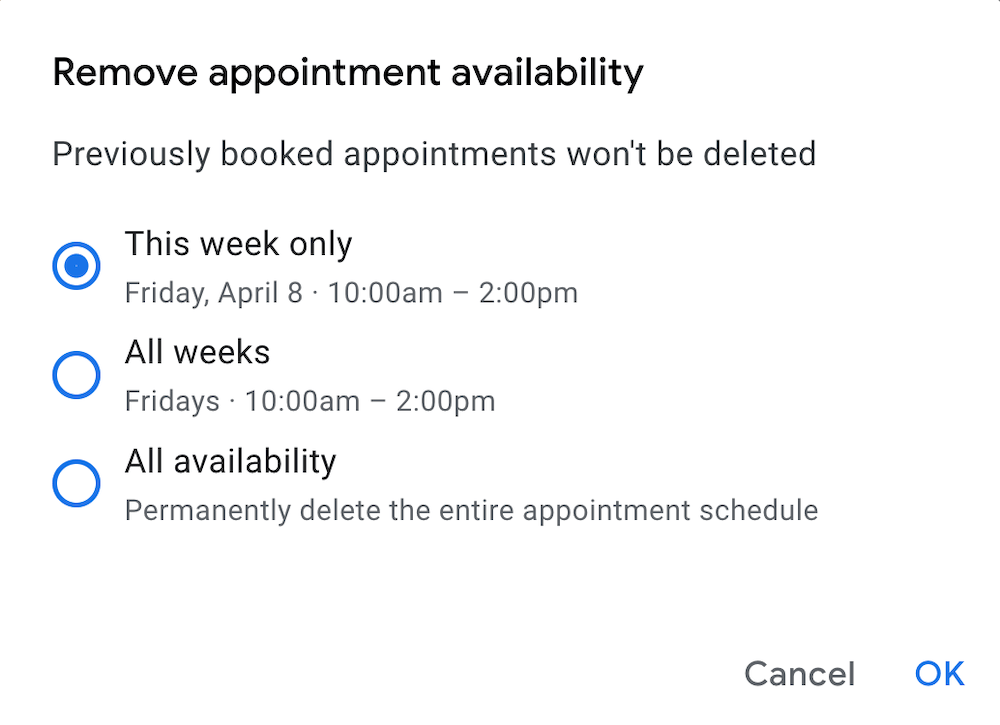 Google Calendar Remove Availability