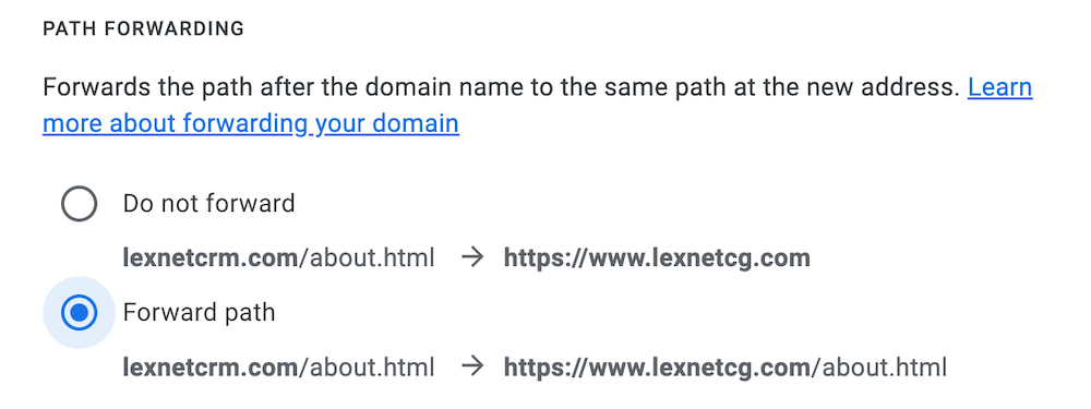 Domain Forwarding: Forward Path