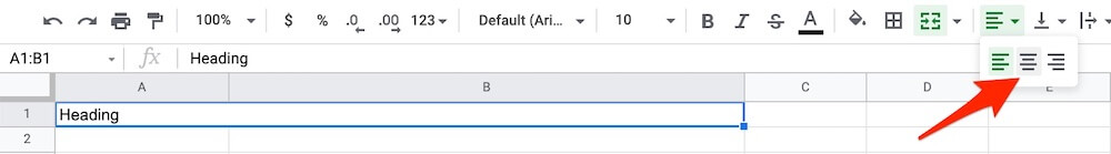 Google Sheets Center Text