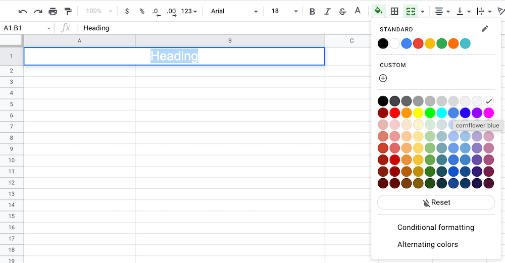 Google Sheets Fill Cell Color