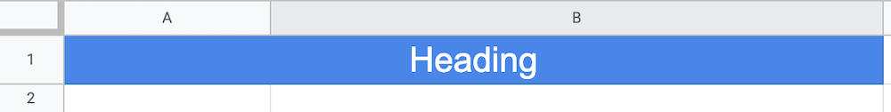Google Sheets Heading