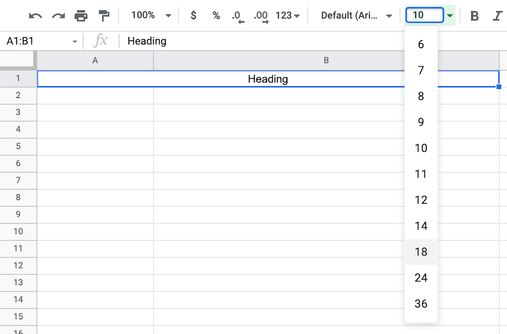 Google Sheets Increase Font Size