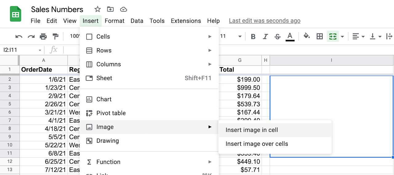 Insert Image Into Merged Cells