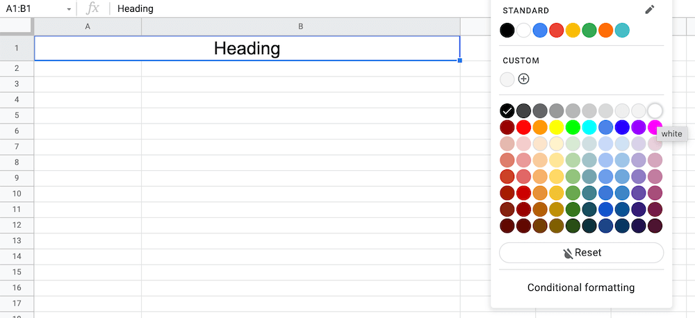 Google Sheets Change Text Color