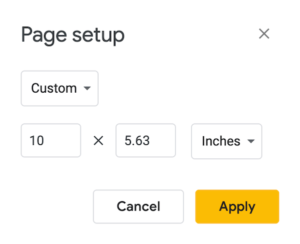 Google Slides Page Setup