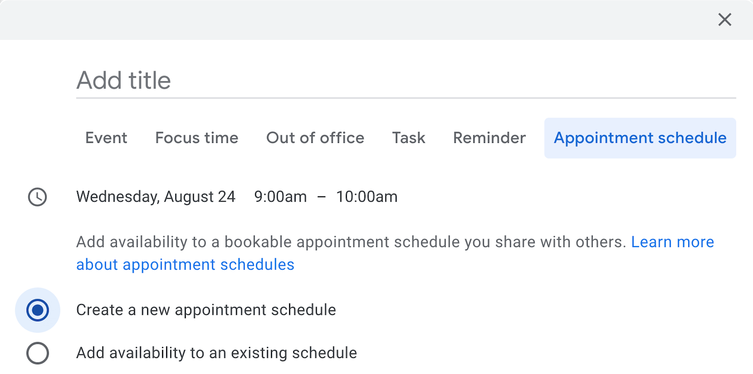 Google Calendar Appointment Schedule