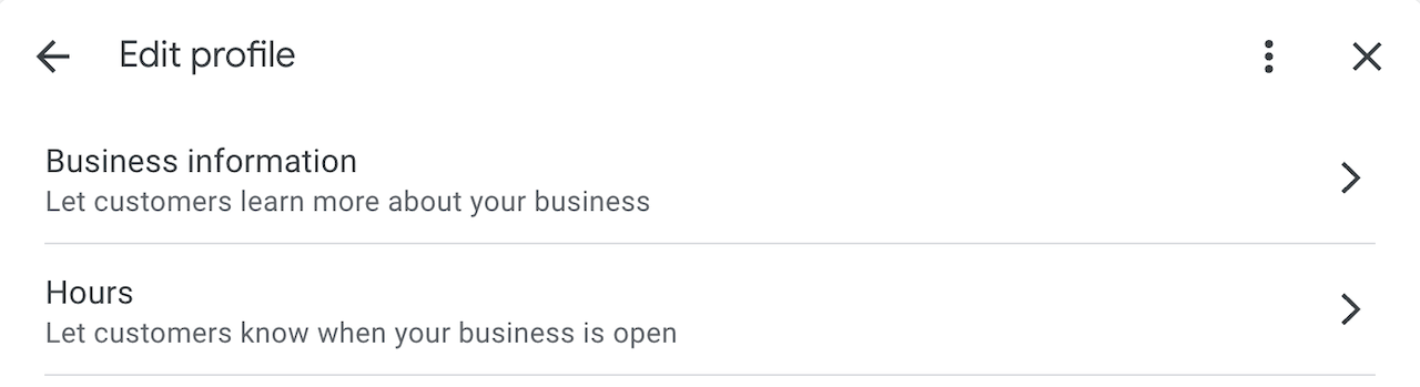 Google Business Profile Information & Hours