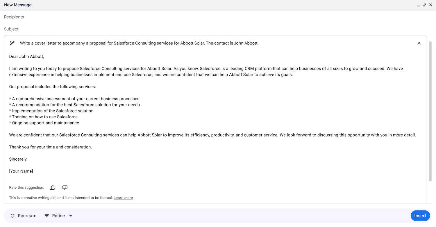 Gmail AI-Generated Cover Letter