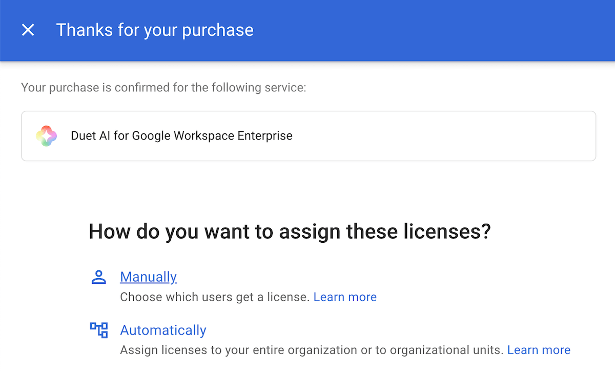 Assign Duet AI licenses to users
