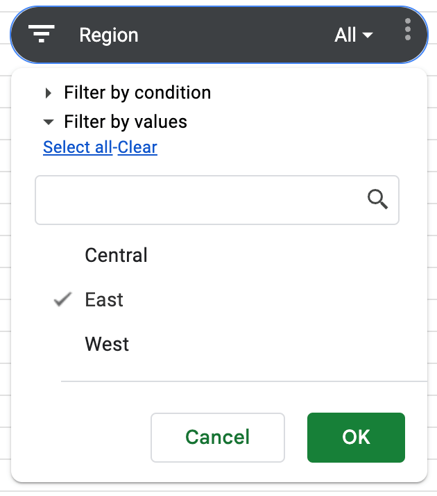 Filter by values