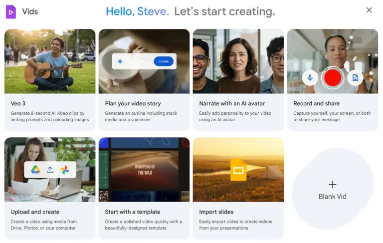 Google Vids Get Started Modal