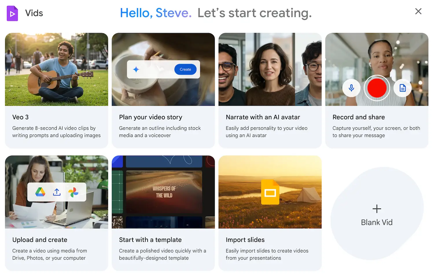 Google Vids Get Started Modal