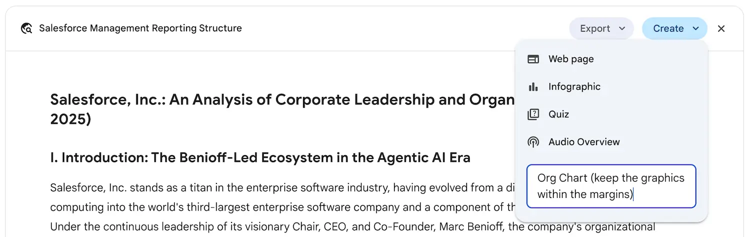 Gemini Create Org Chart from Research Report
